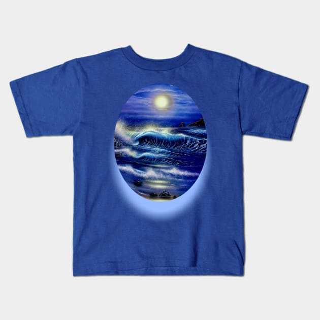 Tropical moon Hawaii seascape Starlight Kids T-Shirt by Coreoceanart